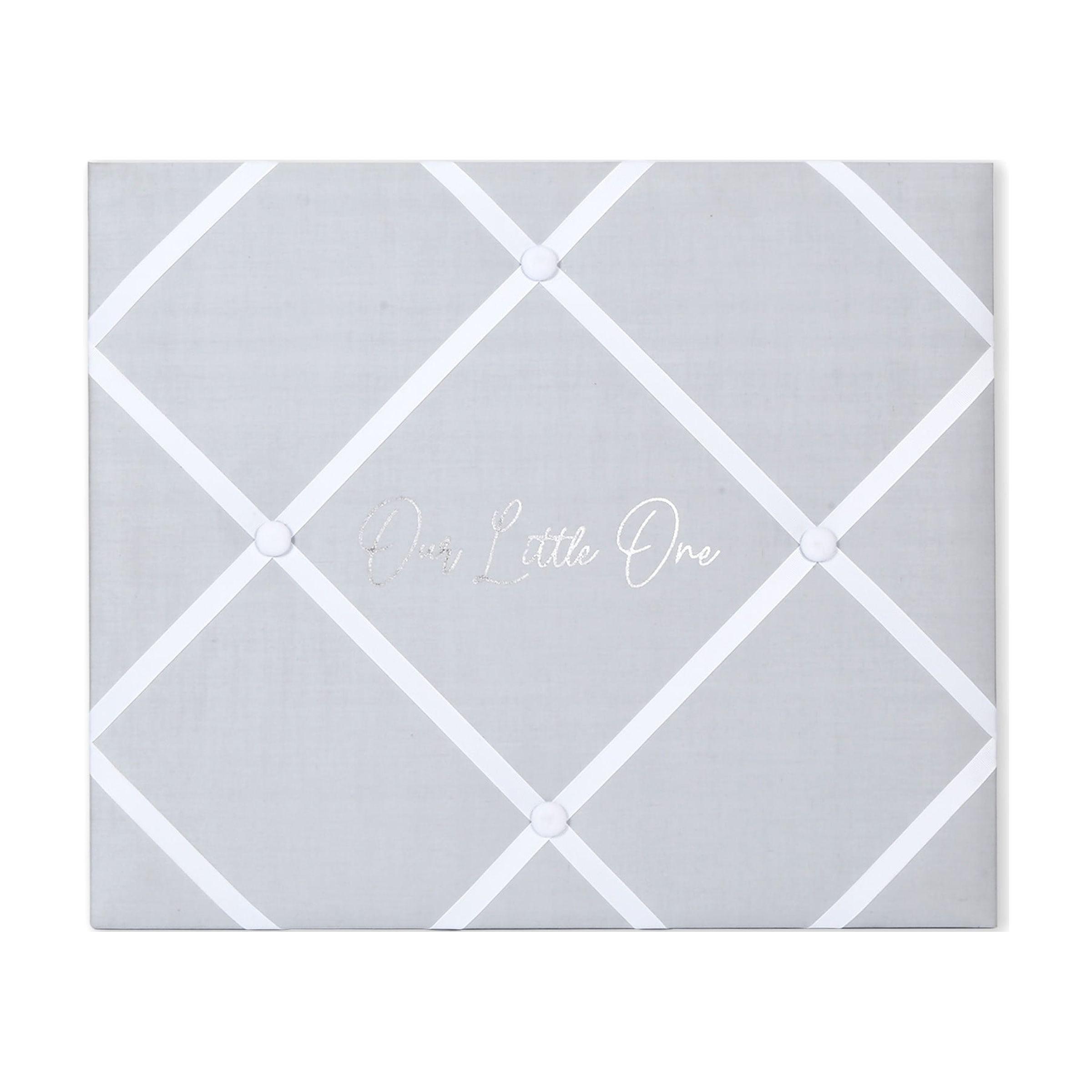 Gray and White Linen Memo Photo Board with Ribbon