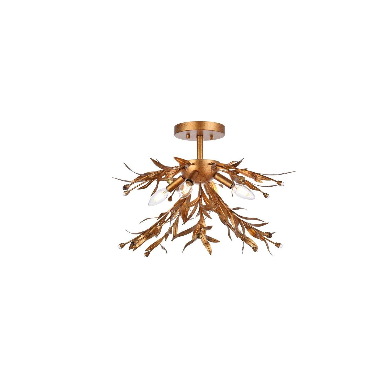 Elegant Lighting Priscilla 18.5 inch flush mount in gold leaf