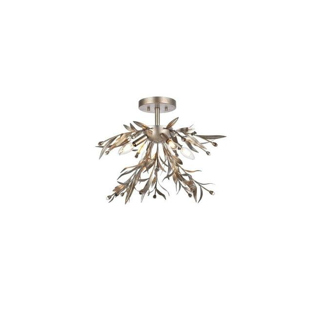 Elegant Lighting Priscilla 18.5 inch flush mount in silver leaf