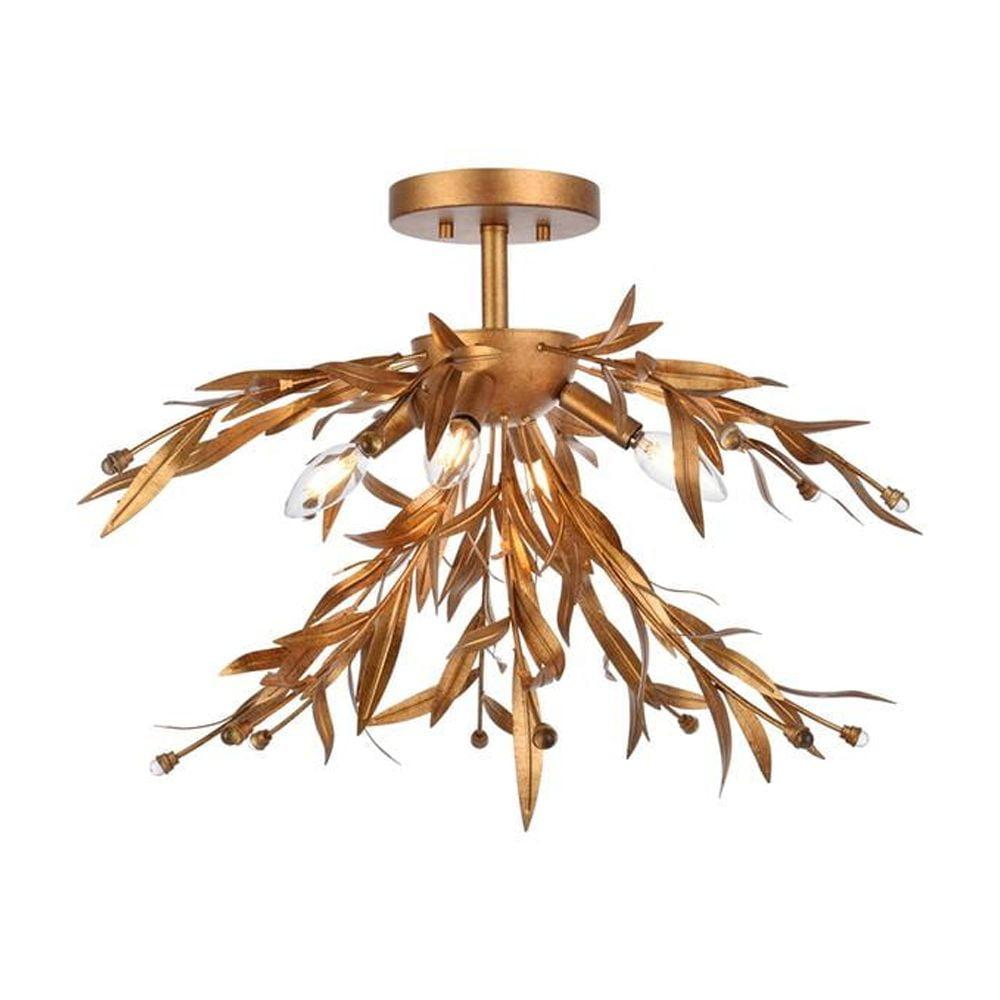 Elegant Lighting Priscilla 23 inch flush mount in gold leaf