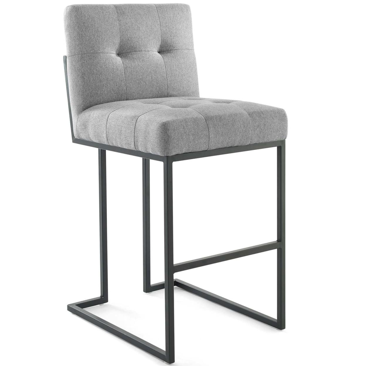 Modway Privy Black Stainless Steel Upholstered Fabric Bar Stool