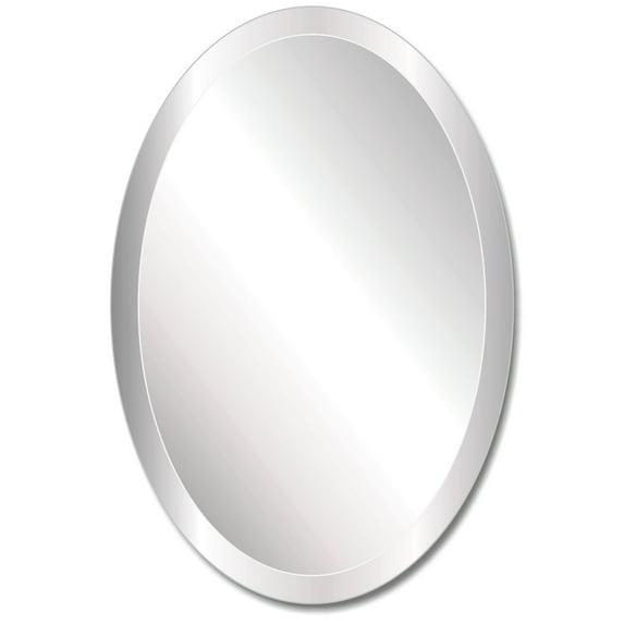 Fab Glass and Mirror Frameless Oval Beveled Wall Mirror