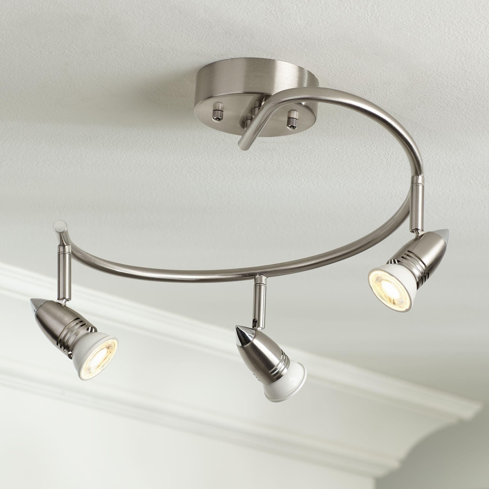 Silver Brushed Nickel 3-Head LED Ceiling Track Light