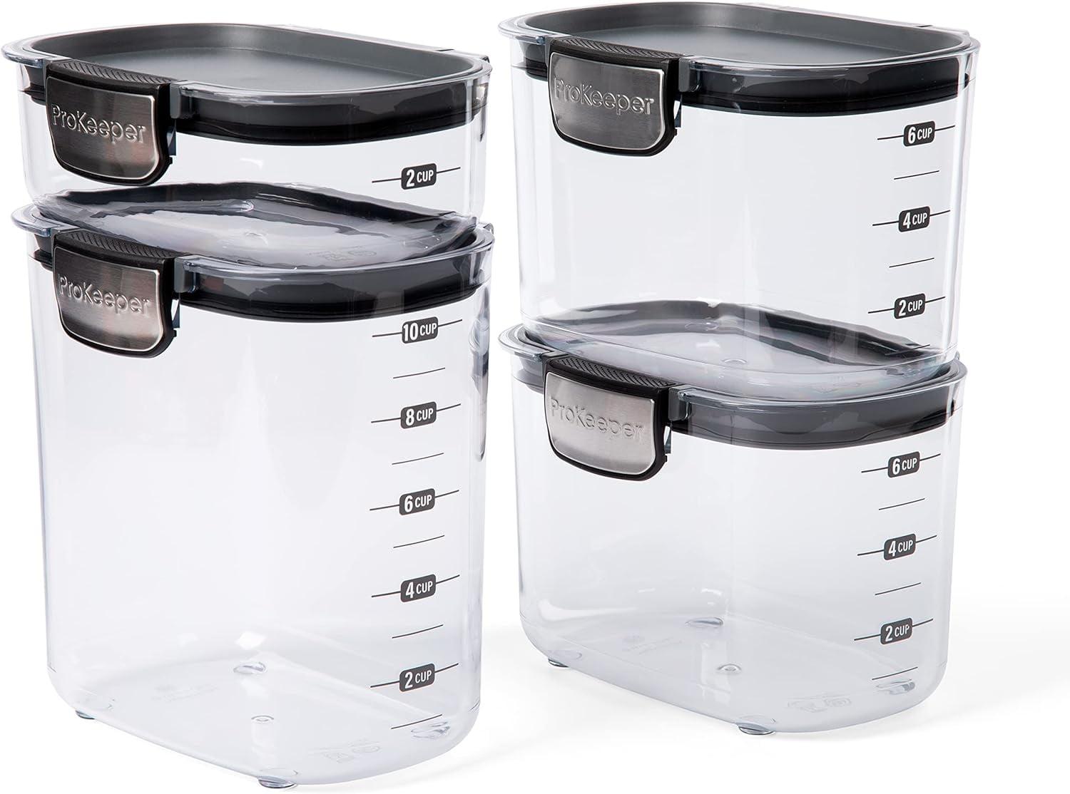 ProKeeper 4-Piece Clear Plastic Airtight Pantry Storage Set