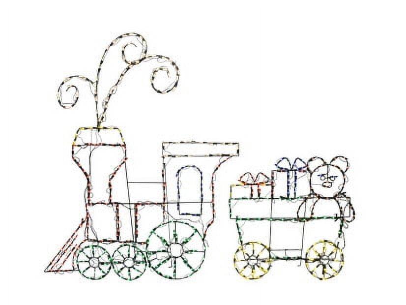ProductWorks Pro-Line 60 Inch 2 Piece Holiday Toy Train Set Indoor/Outdoor Christmas Yard Decoration, 420 Animated LED Multi-Color Lights