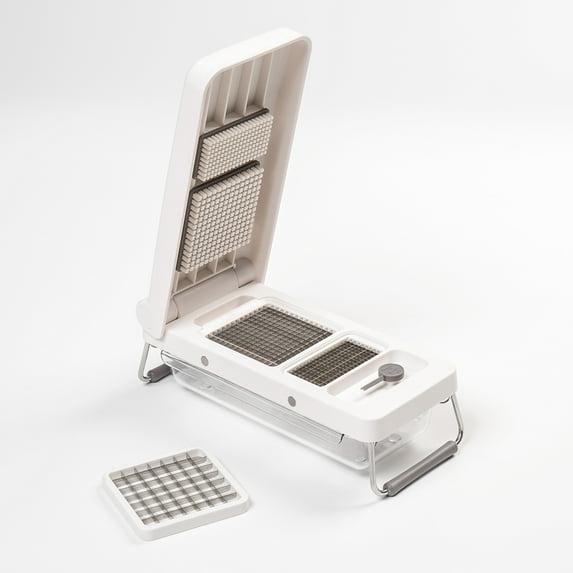 PL8 Professional Chopper White: Stainless Steel Manual Food Chopper, 3 Blades, Dishwasher-Safe, Progressive Veggie Tool