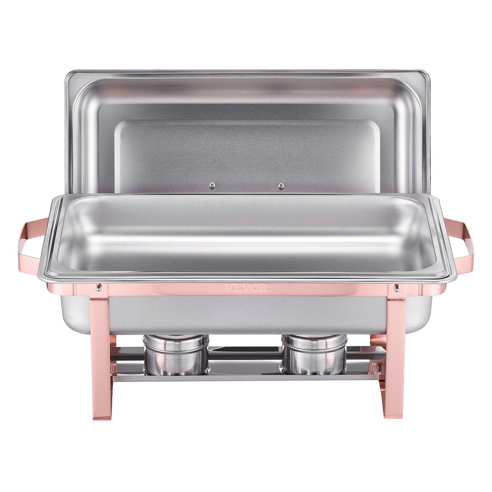 KFFKFF 2 Pack Chafing Dish Buffet Set, 8 Qt Stainless Steel Chafing Dishes with 2 Full Size Trays, Lid, Water Tray, Stand, and Fuel Holder, Ideal for Parties, Events, Wedding, Camping, Dinner