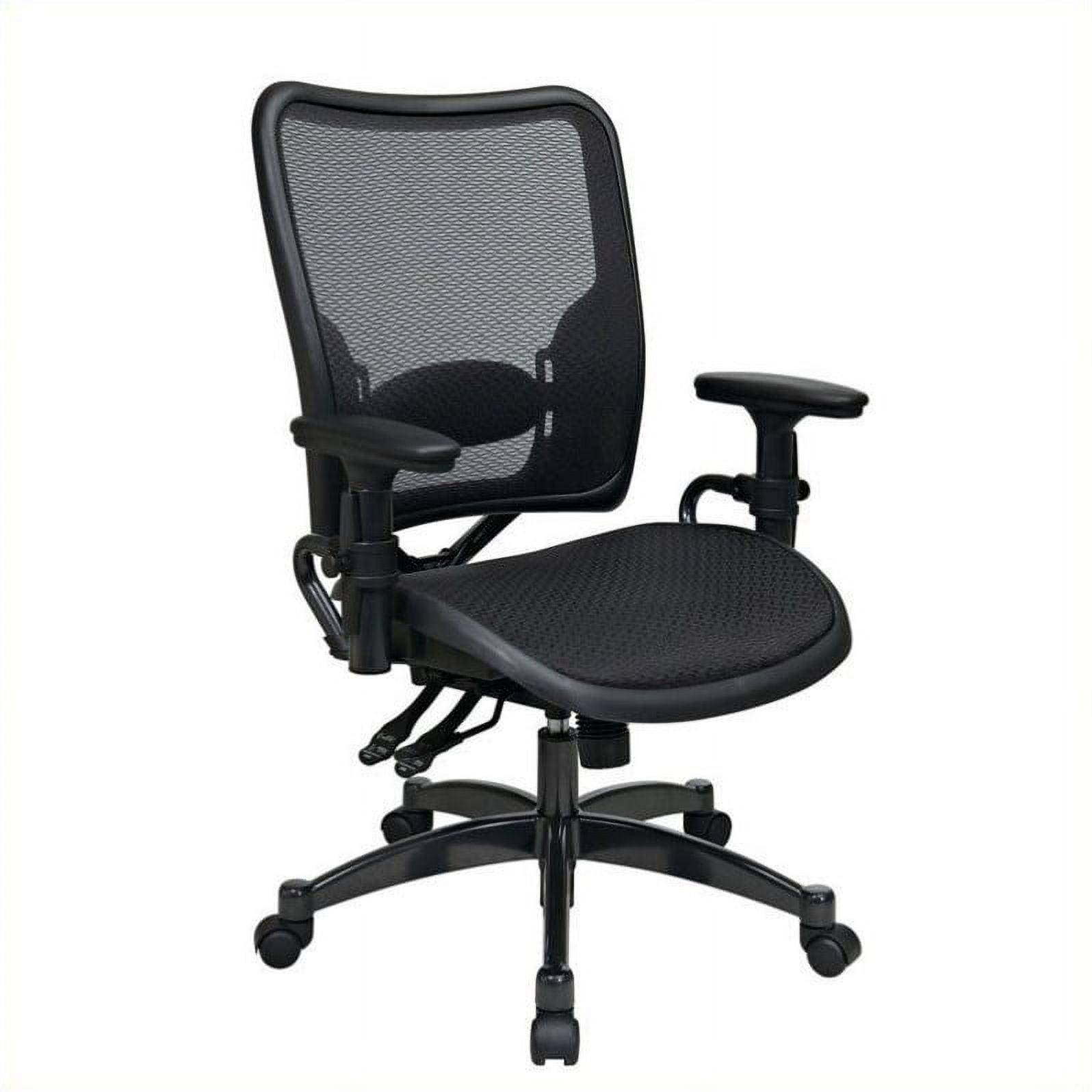 Black Mesh and Leather Ergonomic Swivel Task Chair