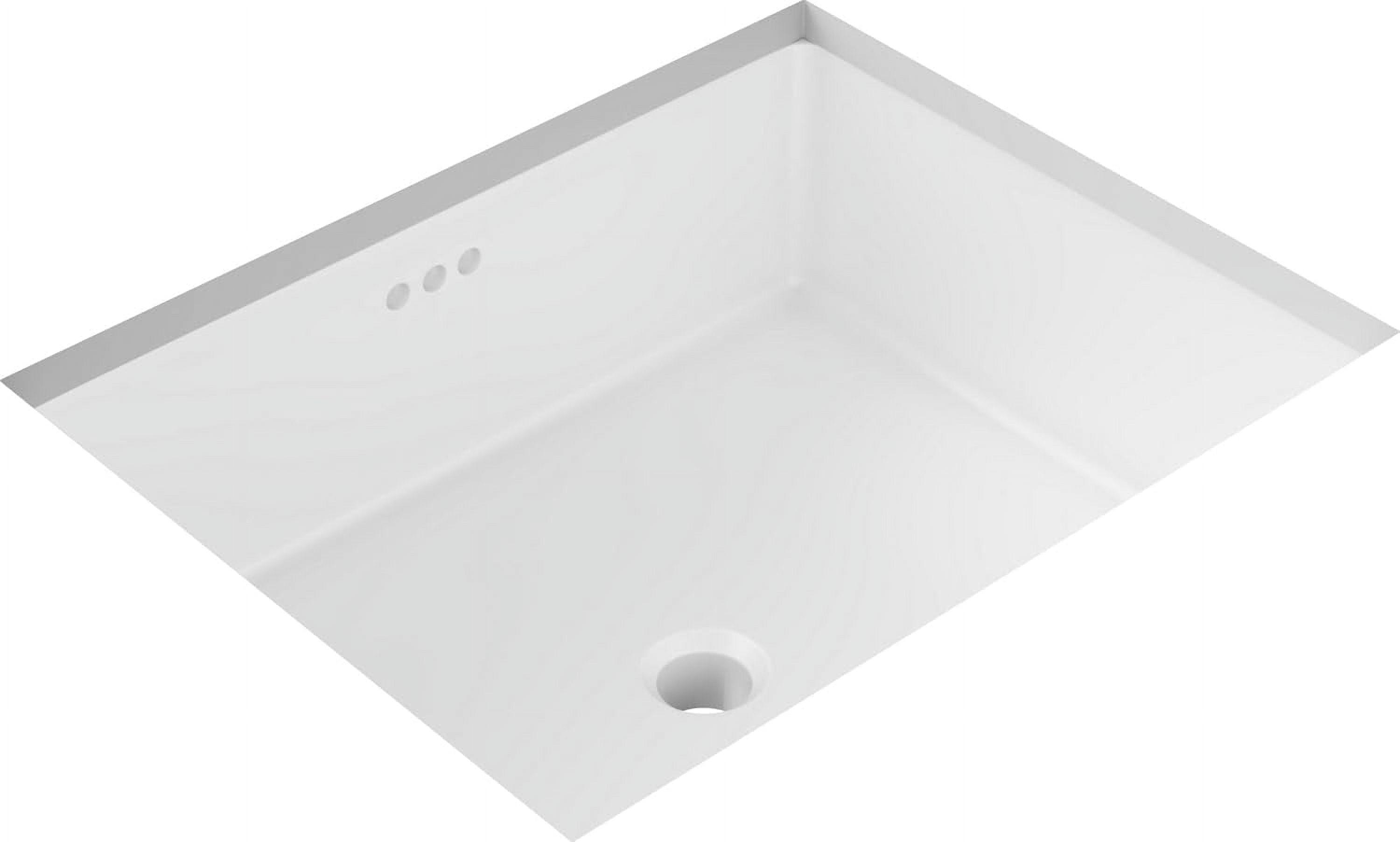 White Rectangular Vitreous China Undermount Bathroom Sink