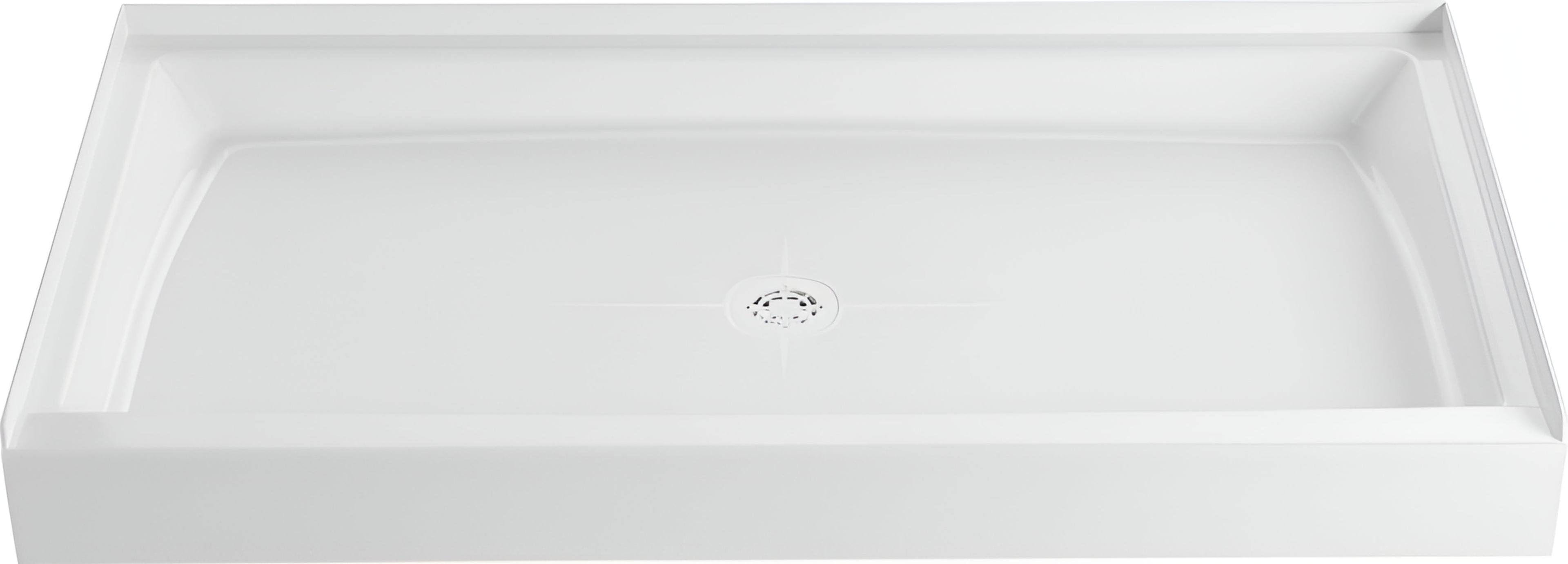 60'' White Acrylic Rectangular Shower Base with Center Drain