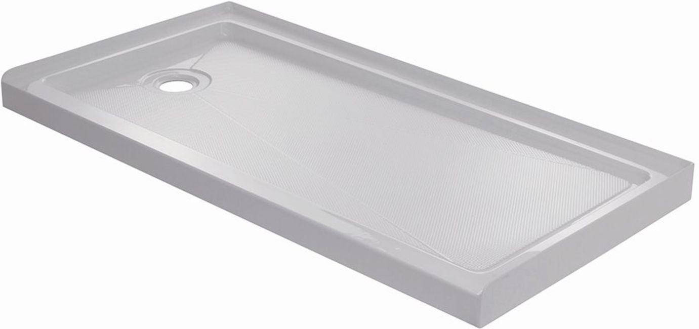 White Acrylic 60'' x 32'' Rectangular Shower Base with Left Drain