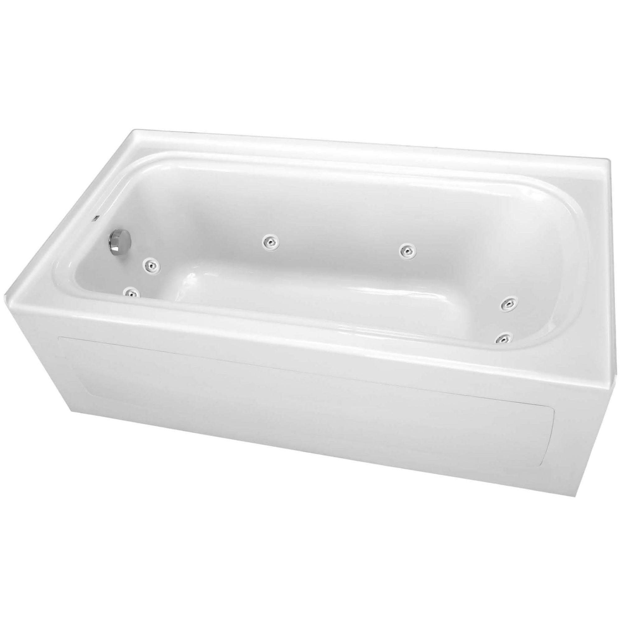 60'' White Acrylic Alcove Whirlpool Bathtub with 8 Jets