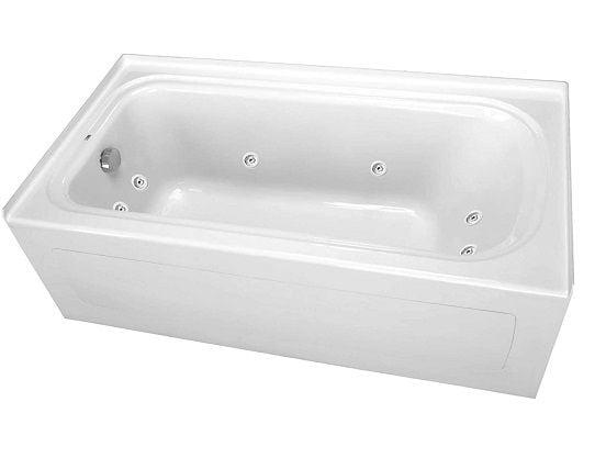 60'' x 42'' White Acrylic Alcove Whirlpool Bathtub with Jets