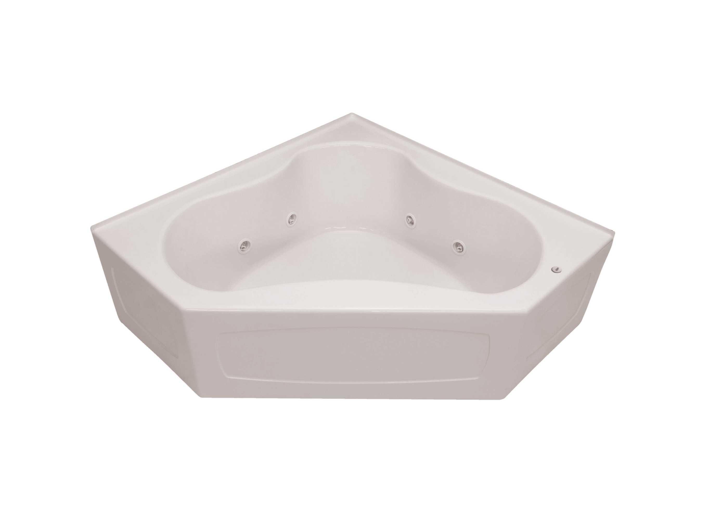 60'' White Acrylic Corner Whirlpool Bathtub with 8 Jets