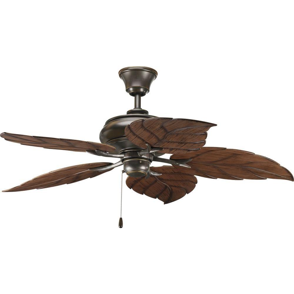 Antique Bronze 52" Palm Leaf Blade Ceiling Fan