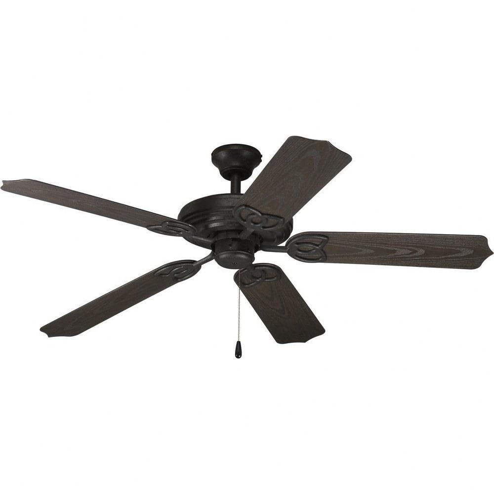 52'' Forged Black Outdoor Ceiling Fan with Toasted Oak Blades