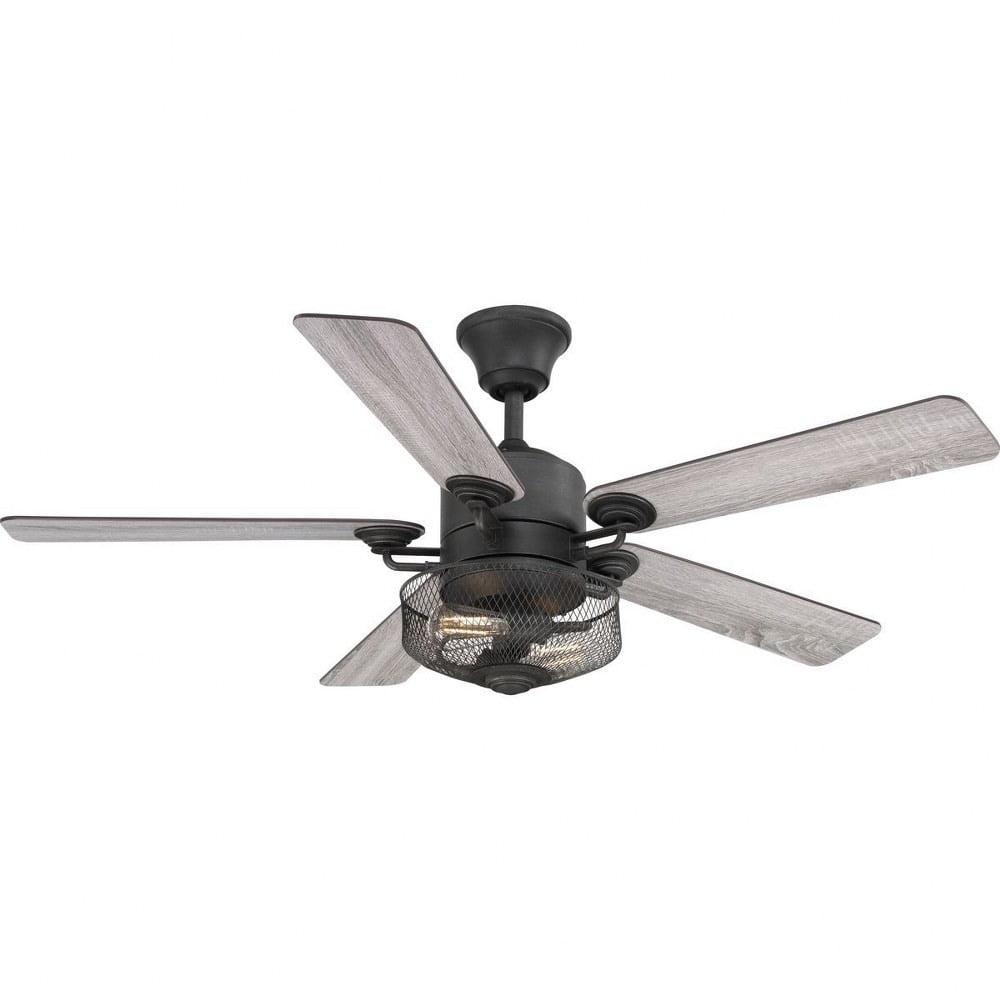 Greer 54" Black Steel Ceiling Fan with LED Light and Remote