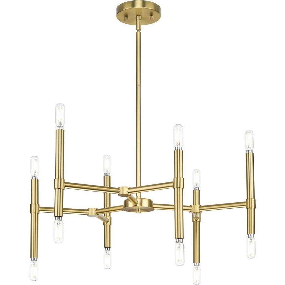 Arya Brushed Gold 12-Light Modern Linear Chandelier