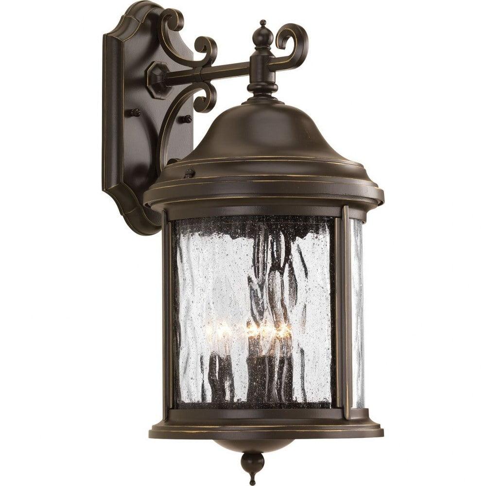 Progress Lighting Ashmore 3-Light Outdoor Wall Lantern in Antique Bronze with Shade