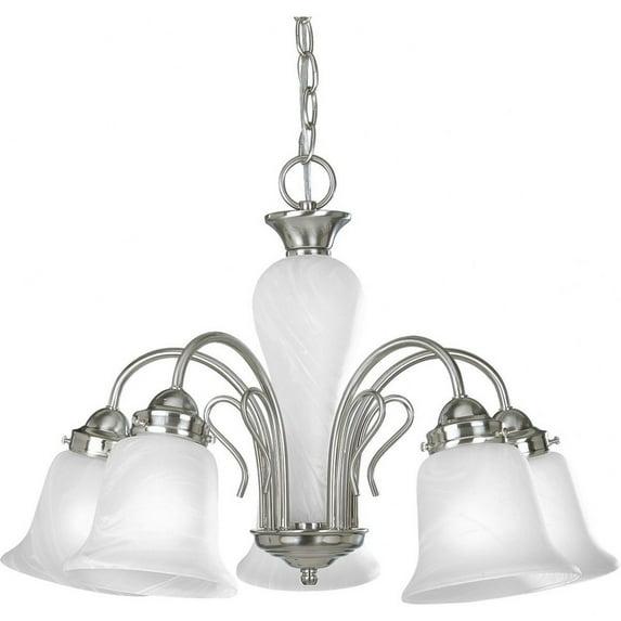 Progress Lighting Bedford 5-Light Chandelier, Brushed Nickel, Alabaster Glass Shades