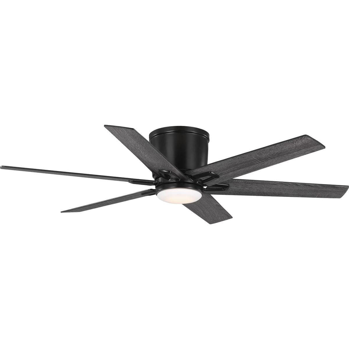 54" Matte Black Modern Farmhouse Ceiling Fan with LED Light