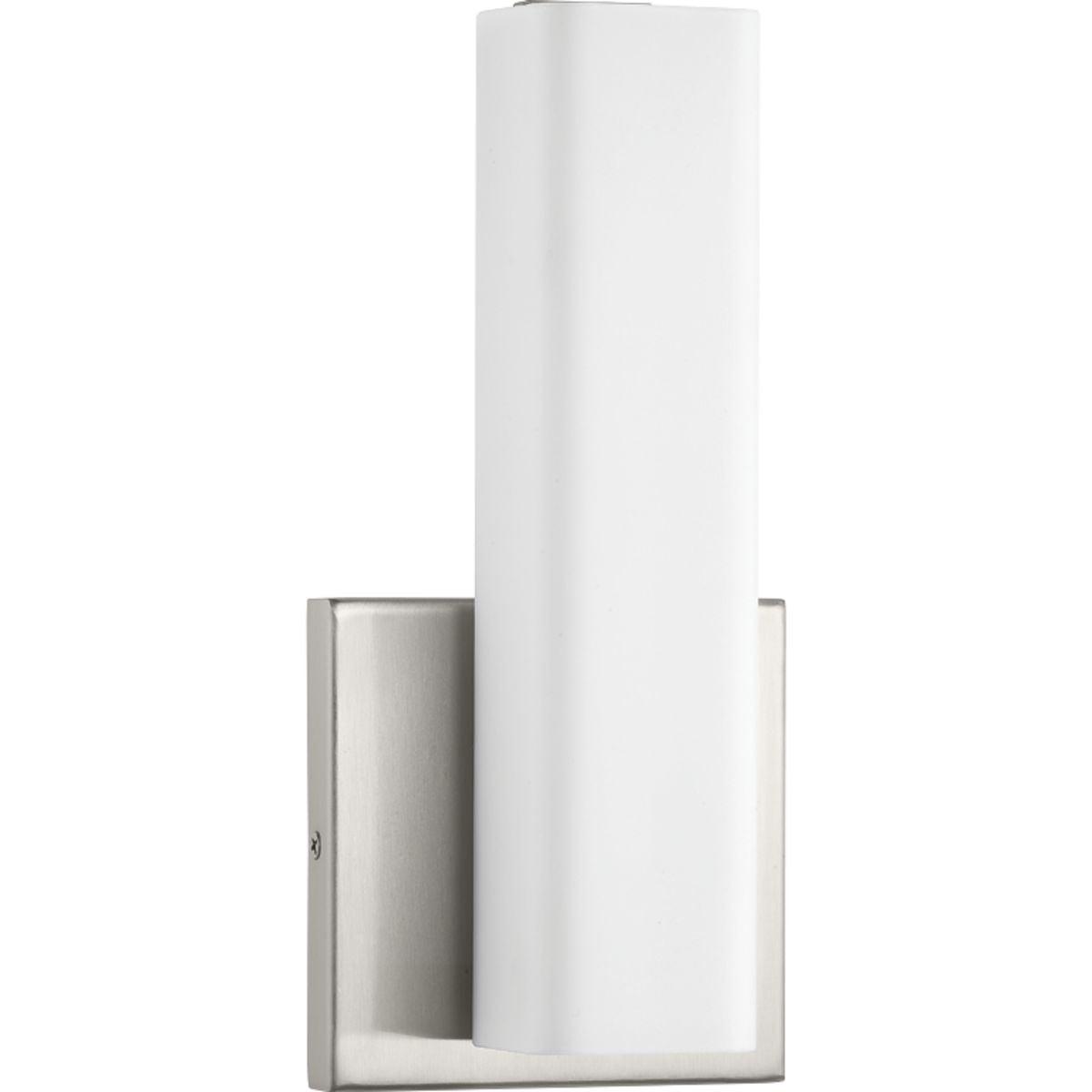 Progress Lighting, Beam Collection, 1-Light LED Wall Bracket, Brushed Nickel, Opal Glass Shade