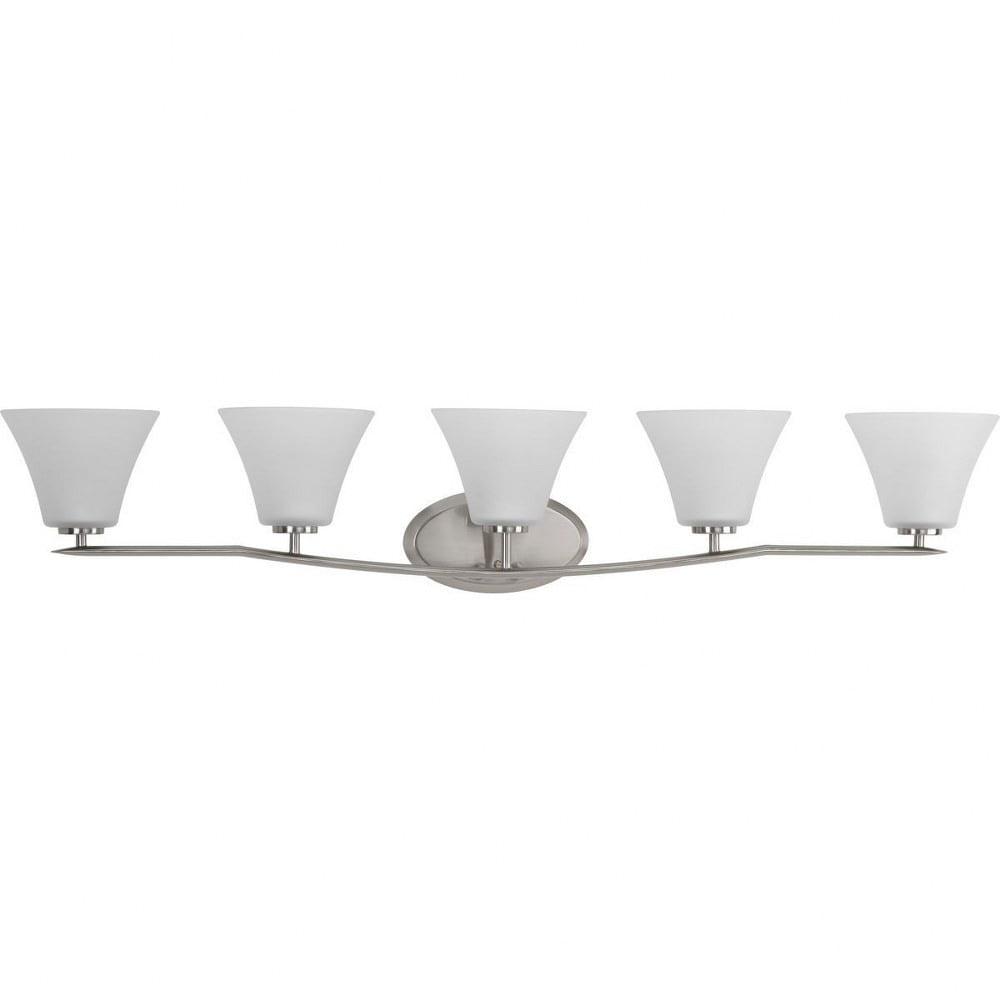 Progress Lighting, Nisse Collection, 5-Light Wall Light, Brushed Nickel, Etched Opal Shade