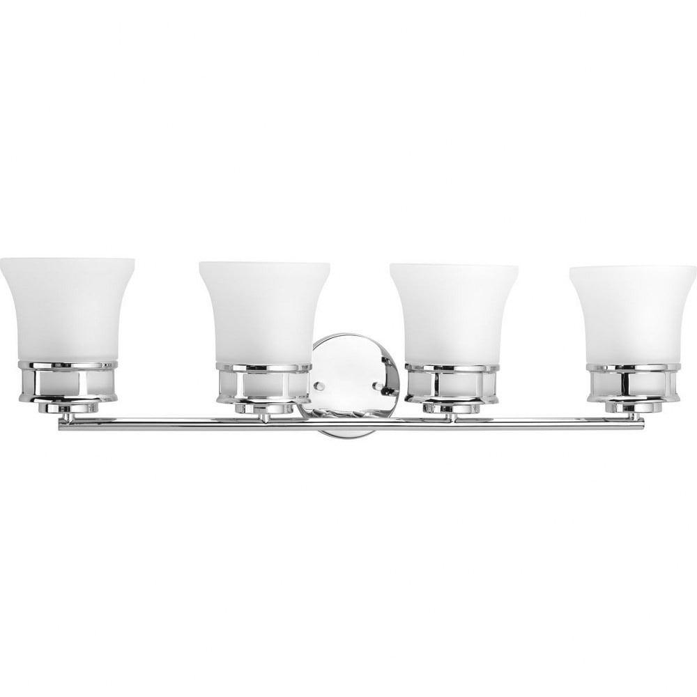 Progress Lighting Cascadia 4-Light Bath Vanity, Polished Chrome, Etched Glass Shades