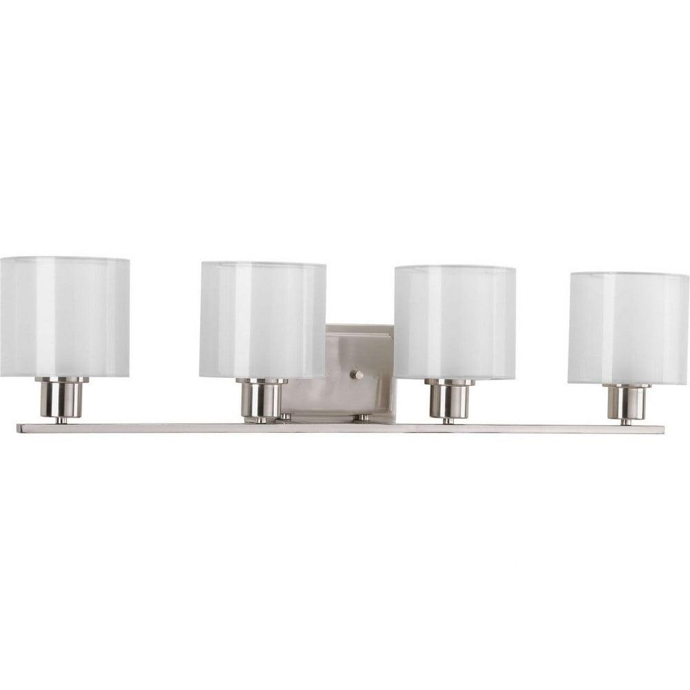 Progress Lighting, Invite Collection, 4-Light Bath Fixture, Brushed Nickel, Mylar Shade