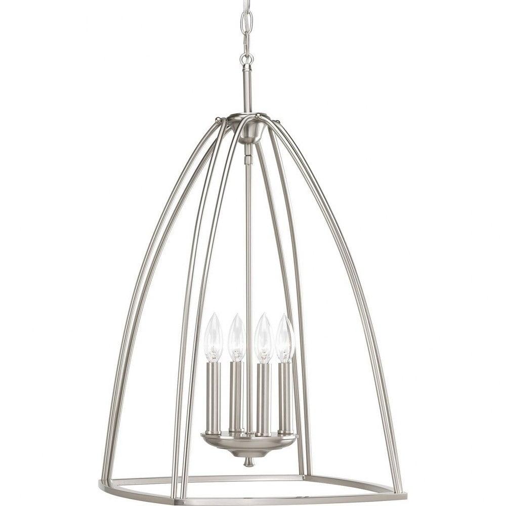 Tally Collection Modern Elegance 4-Light Brushed Nickel Pendant with White Glass Shade