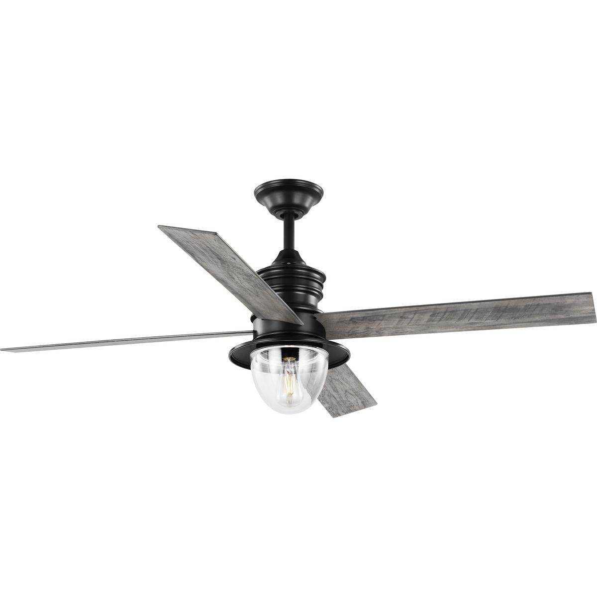 Gillen 56" Matte Black 4-Blade Ceiling Fan with LED Light