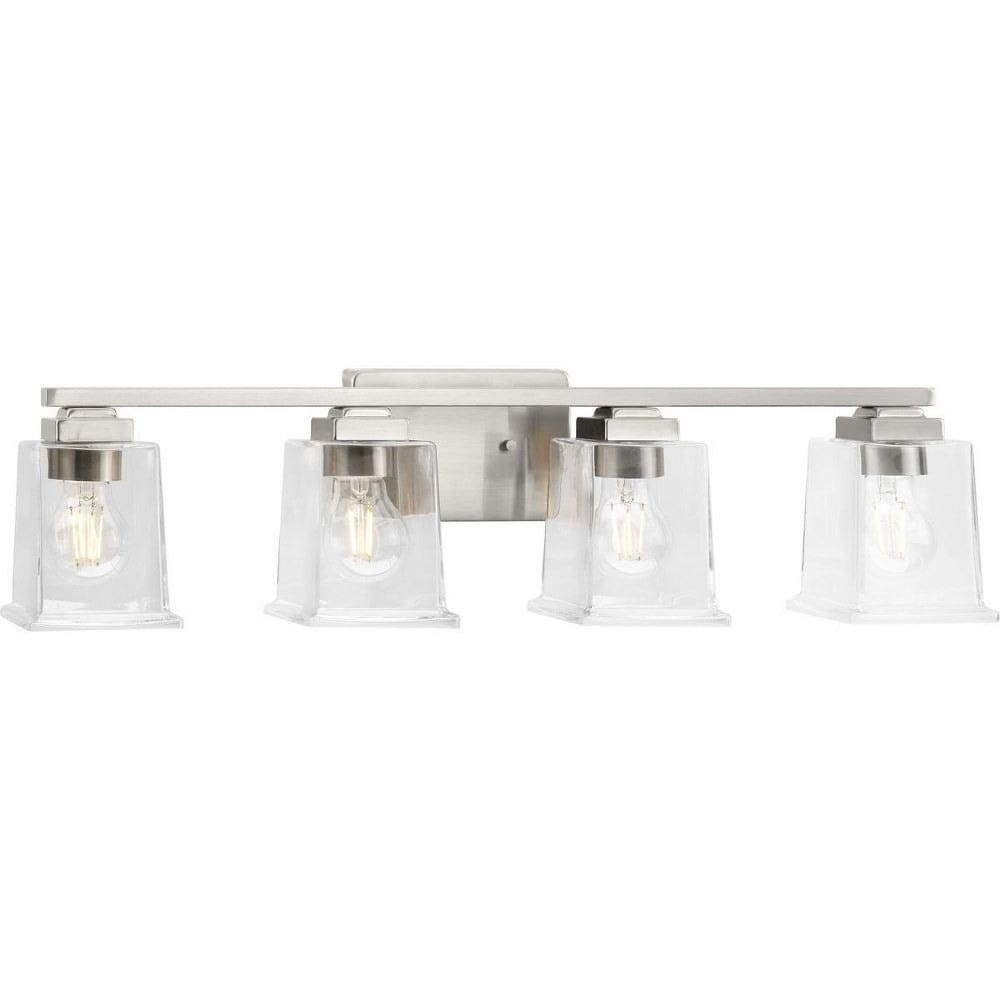 Gilmour Brushed Nickel 4-Light Vanity with Clear Glass Shades