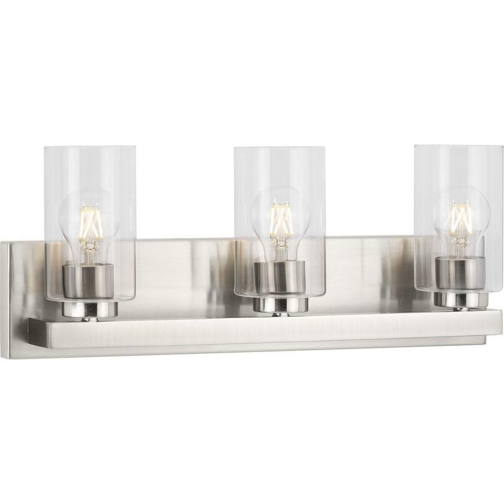 Progress Lighting Goodwin 3-Light Brushed Nickel Vanity Light with Clear Glass Shades