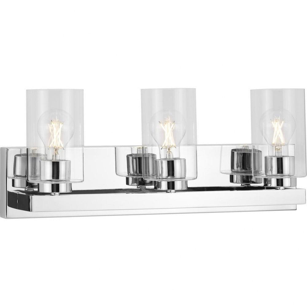 Progress Lighting Goodwin 3-Light Vanity Light, Polished Chrome, Clear Glass Shades