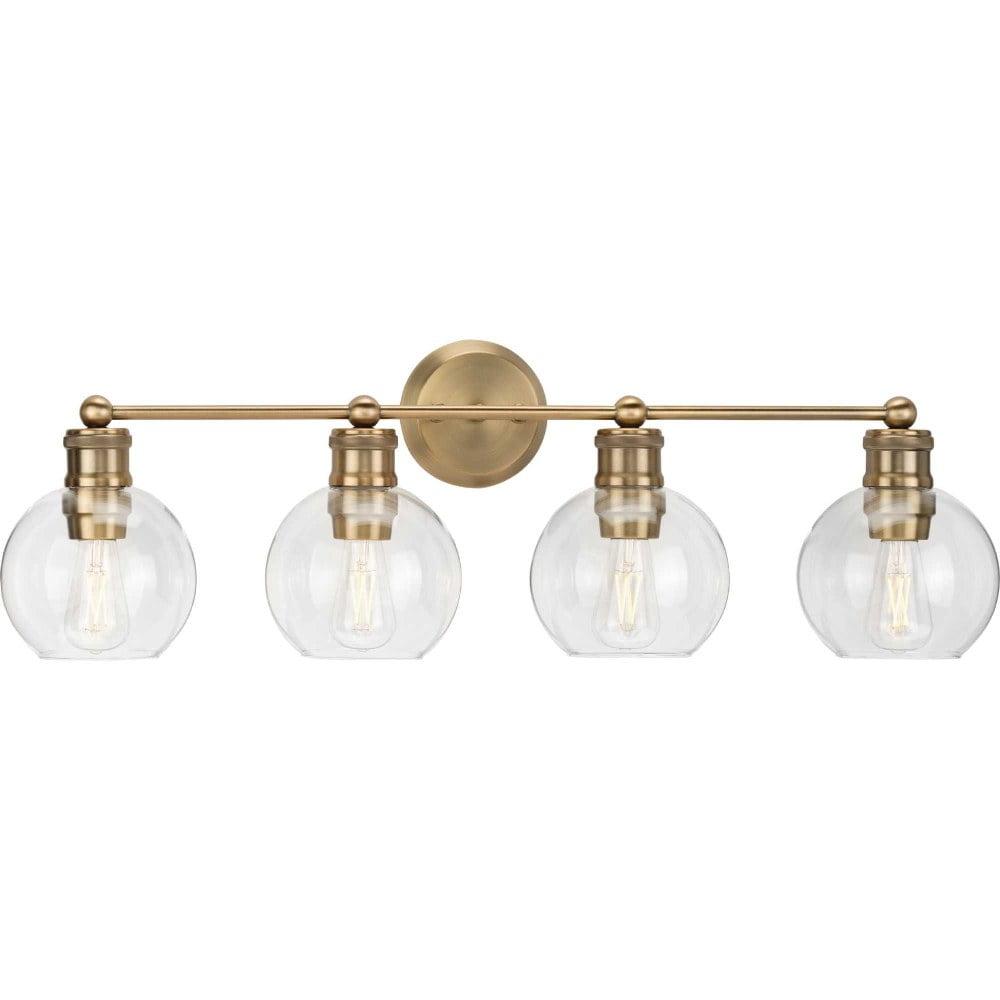 Hansford 4-Light Vintage Brass Globe Bath Vanity Light