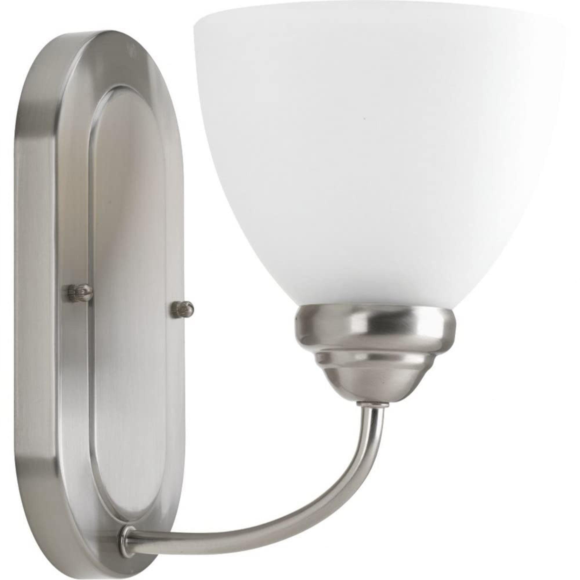 Progress Lighting Heart 1-Light Bath Bracket, Ceramic, Brushed Nickel, Etched Glass Shade