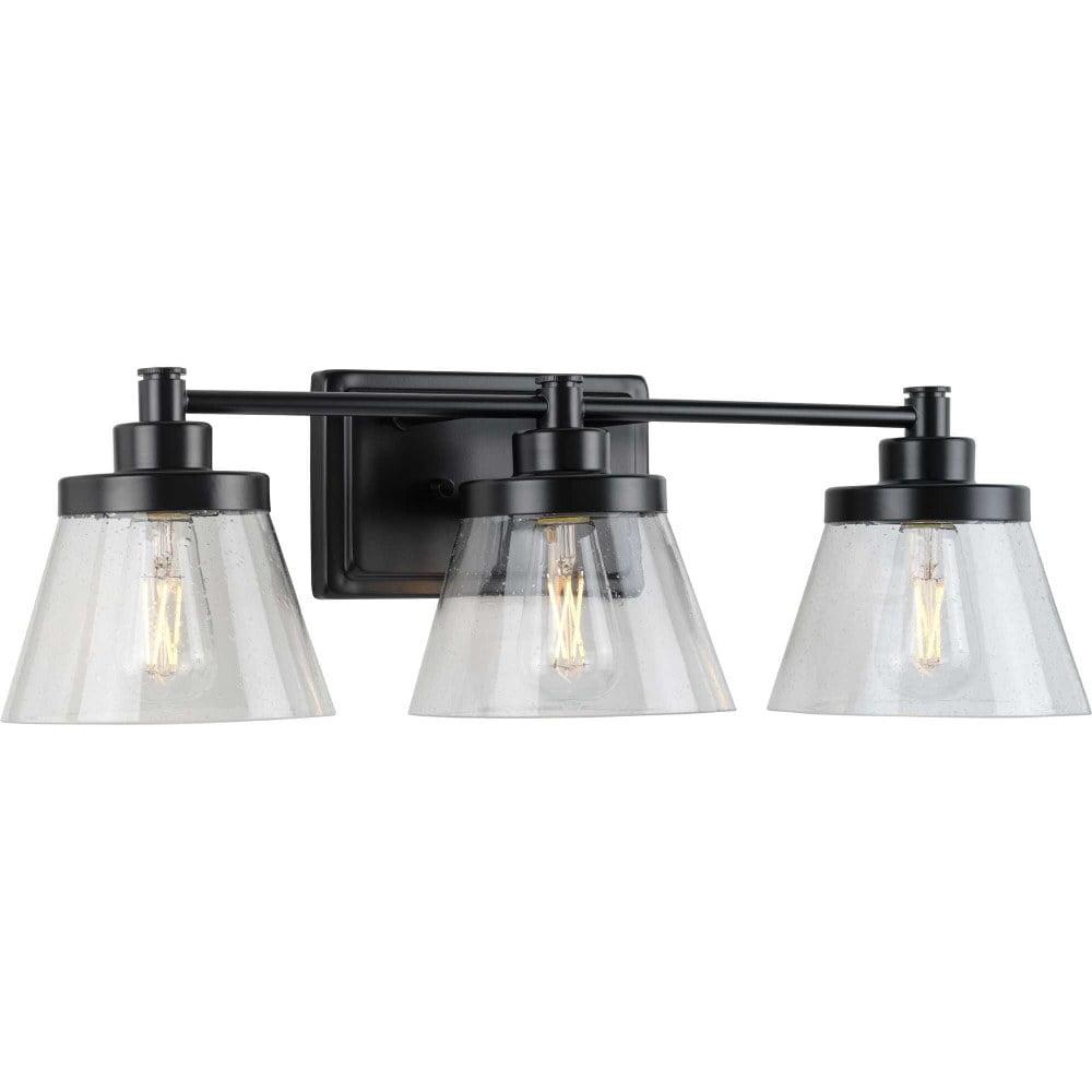 Matte Black Steel 3-Light Dimmable Bath Vanity Fixture