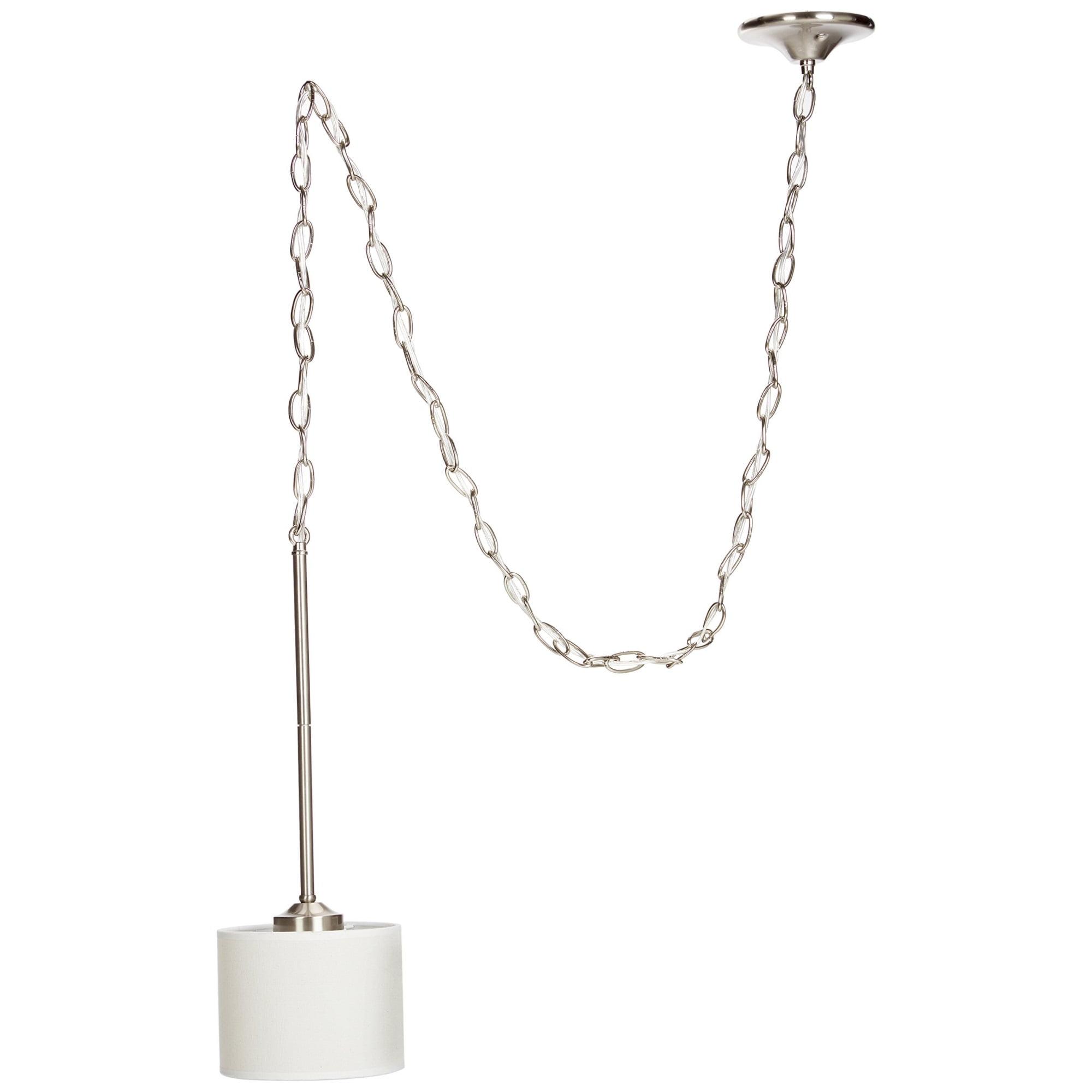 Brushed Nickel Mini Pendant with Off-White Linen Shade