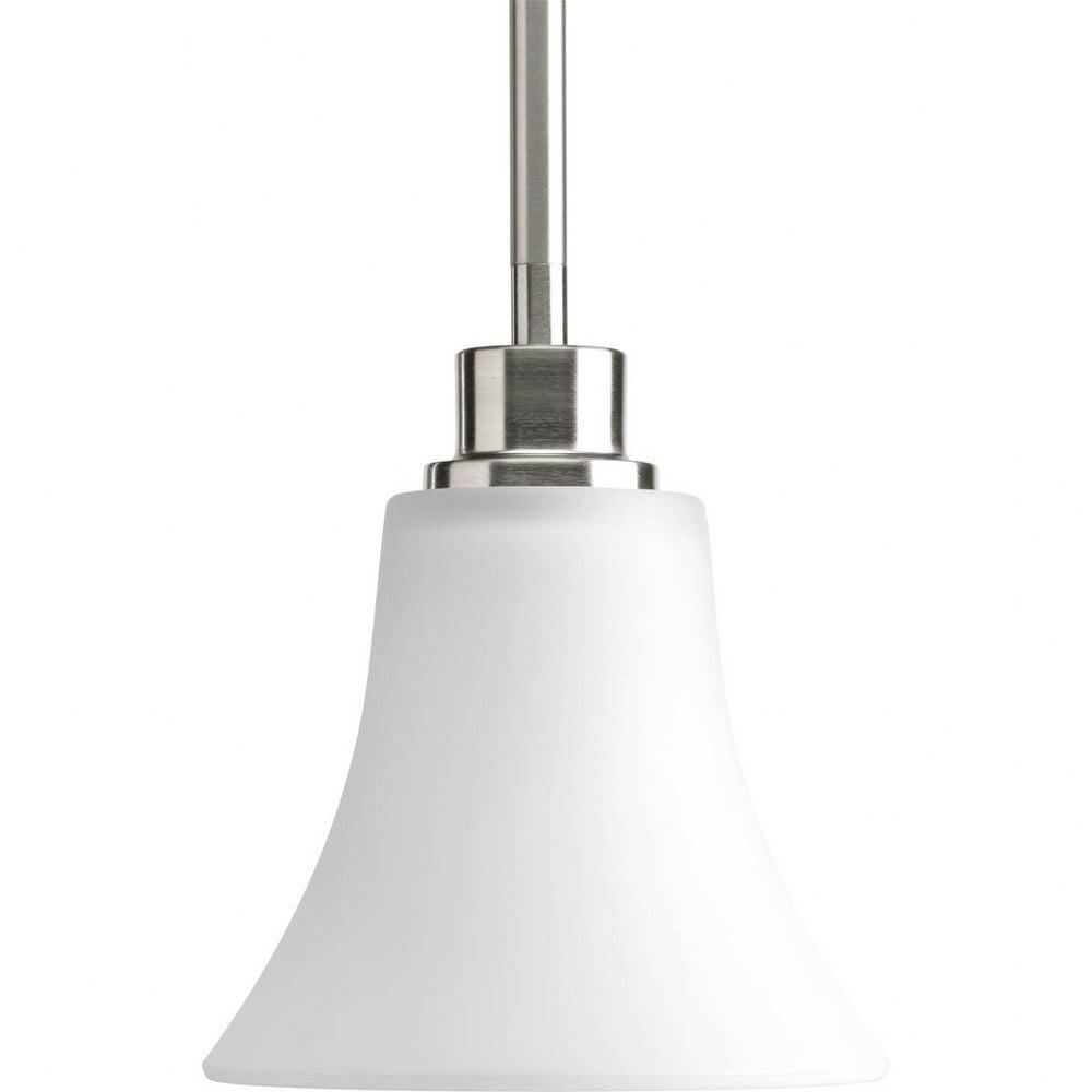 Progress Lighting Joy 1-Light Mini-Pendant, Brushed Nickel, Fluted Glass