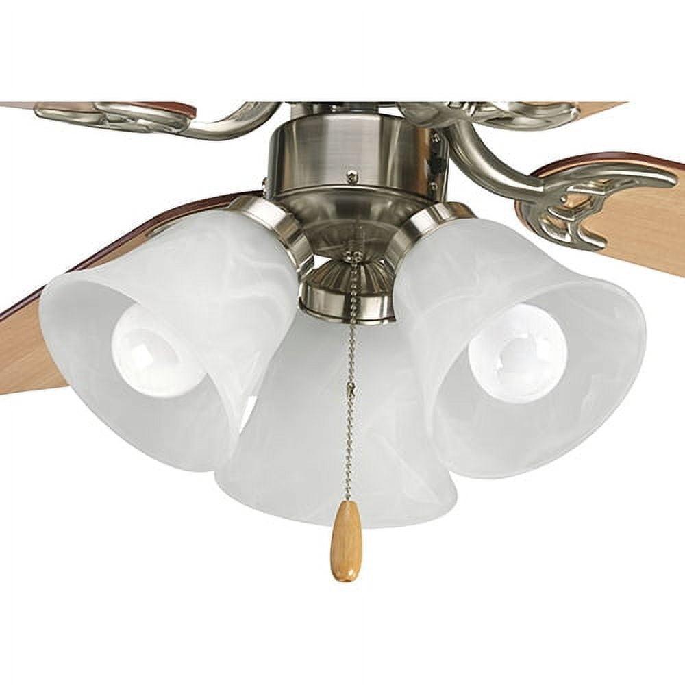 Brushed Nickel 15'' LED Fan Light Kit with Alabaster Glass Shades