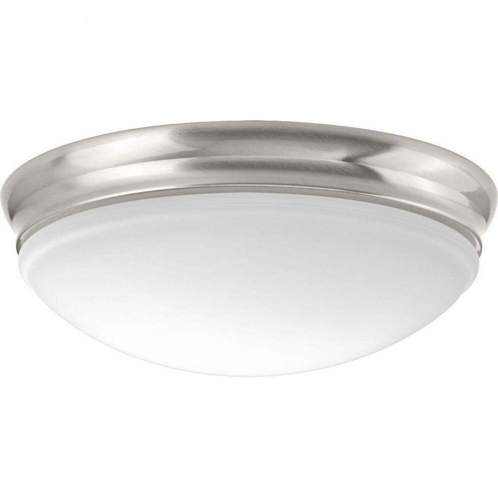 Progress Lighting, Etched Glass Collection, 1-Light Flush Mount, Brushed Nickel, Etched Glass, Material: Steel