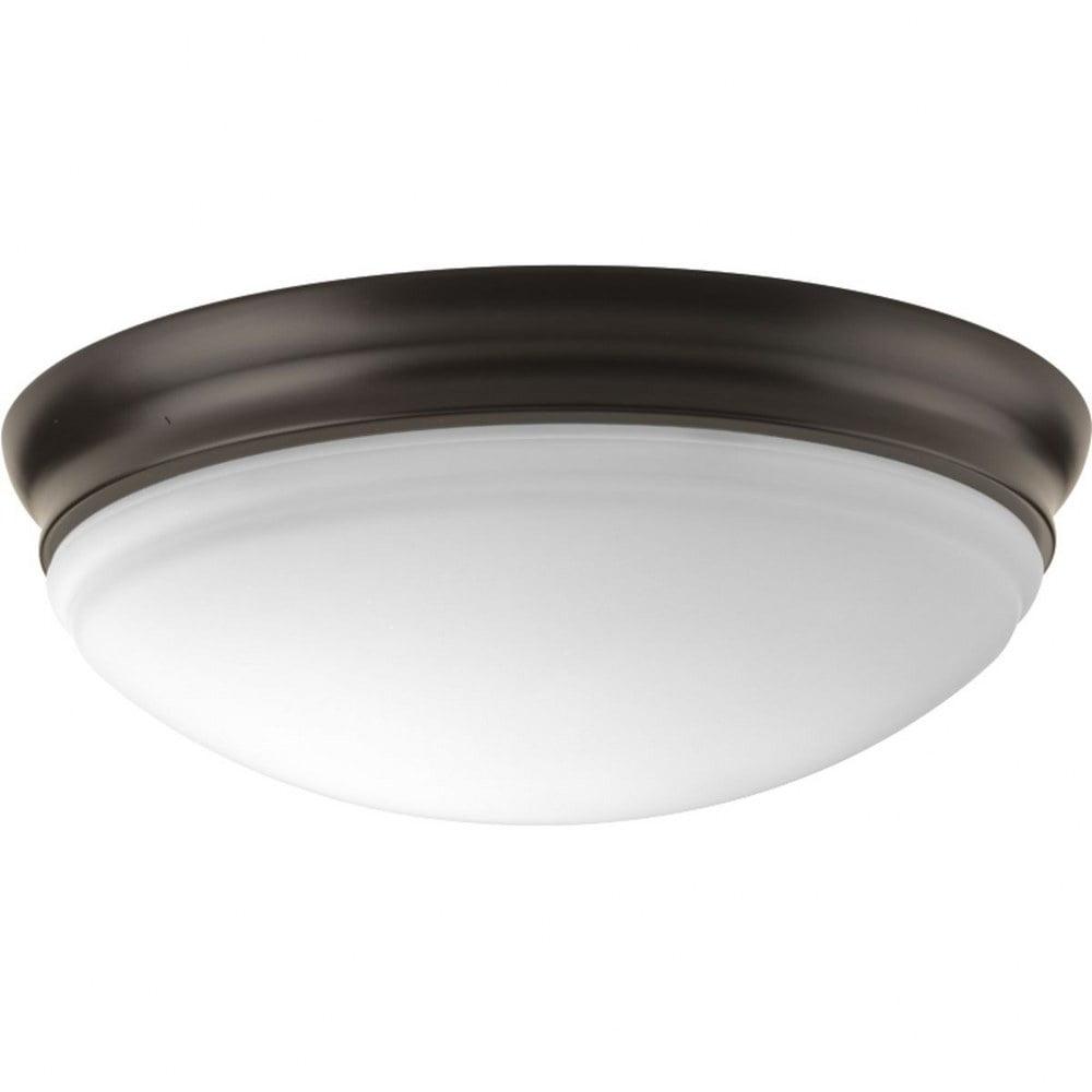 Progress Lighting, Etched Glass Collection, 1-Light Flush Mount, Antique Bronze, Material: Glass, Finish Color: Antique Bronze