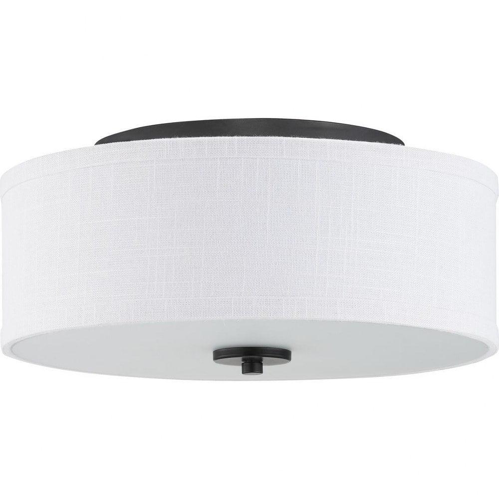 Progress Lighting Inspire Collection 1-Light LED Flush Mount, Graphite Finish, Fabric Shade