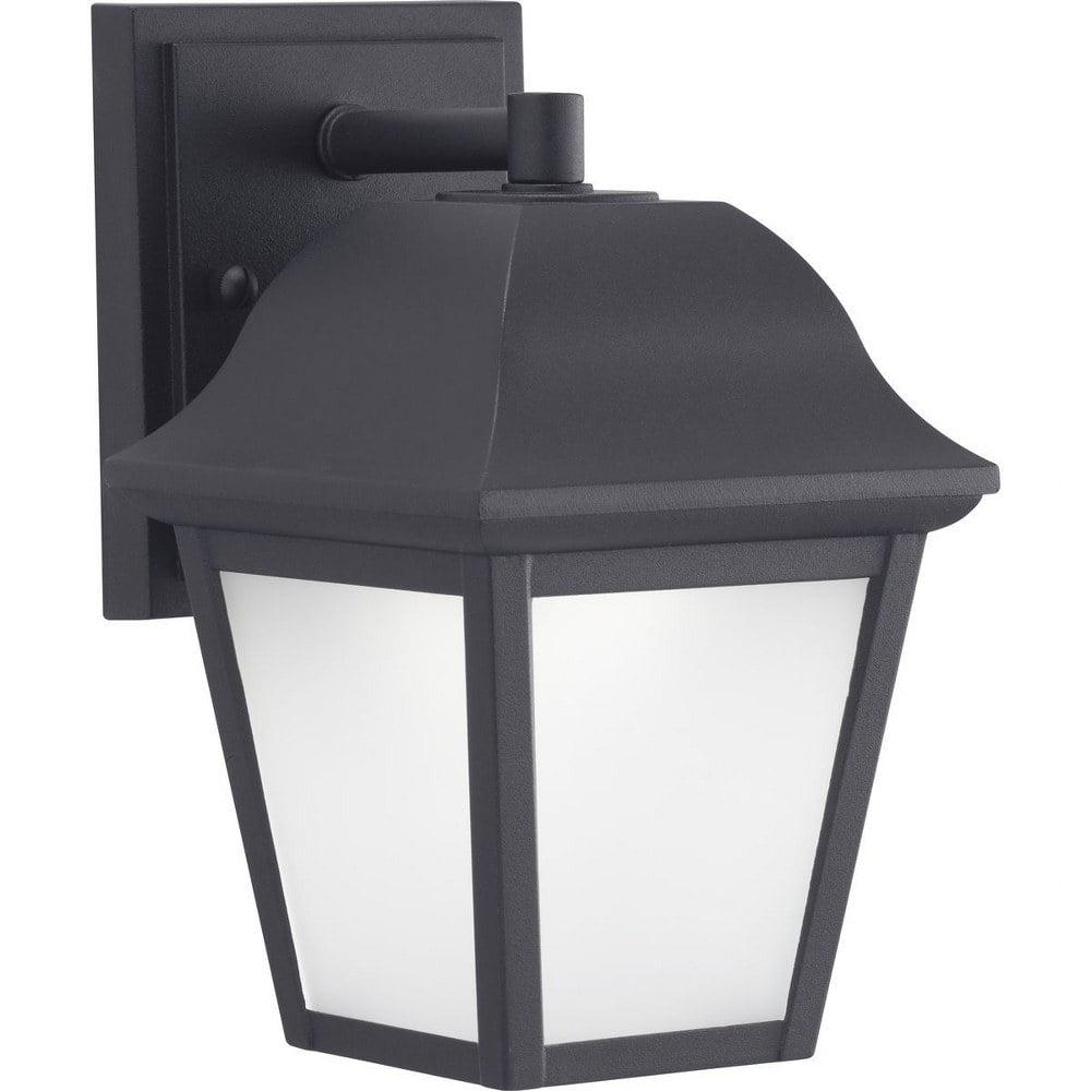 Black Die-Cast Aluminum LED Wall Lantern with Frosted Glass