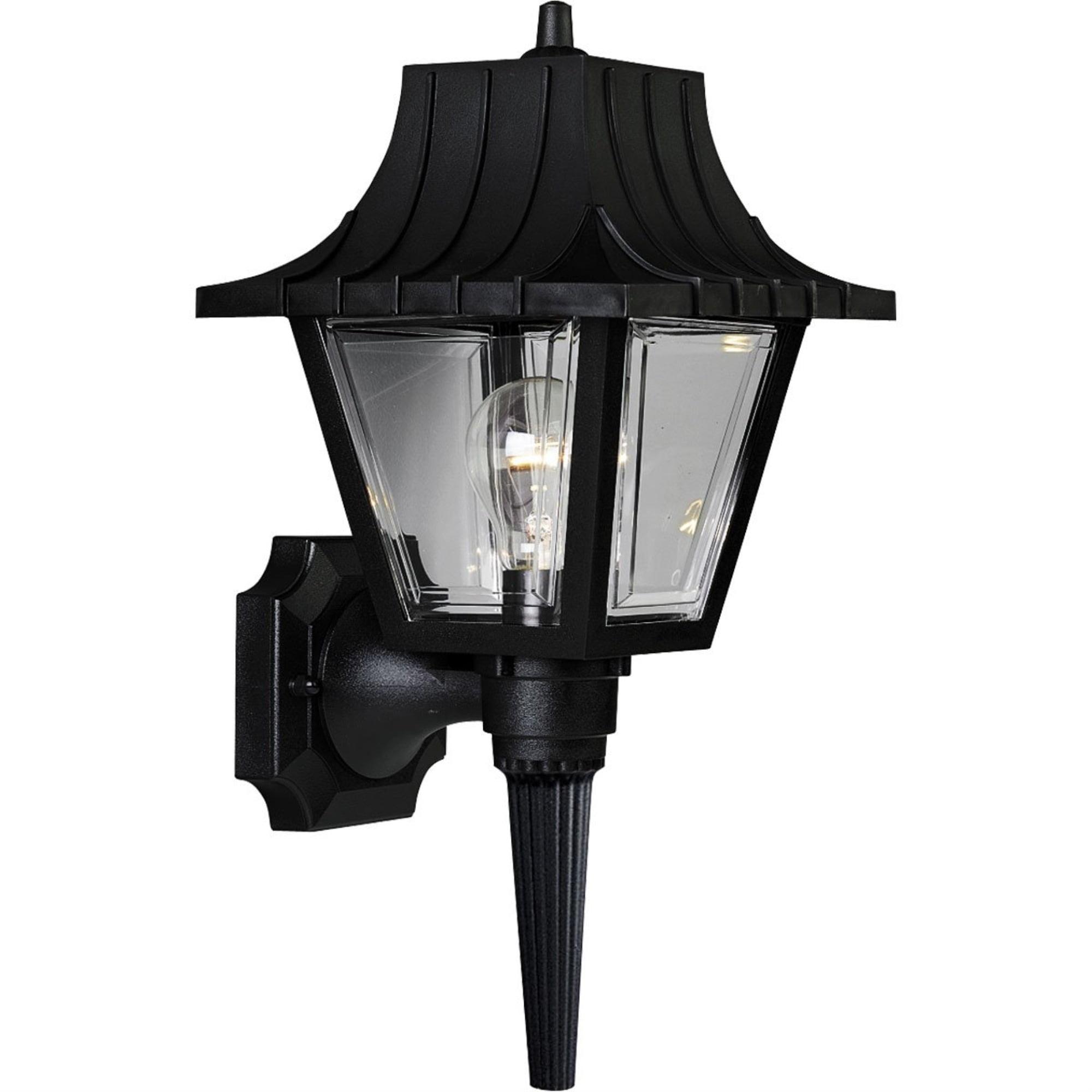 Black 17-Inch Outdoor Wall Lantern with Clear Acrylic Panels