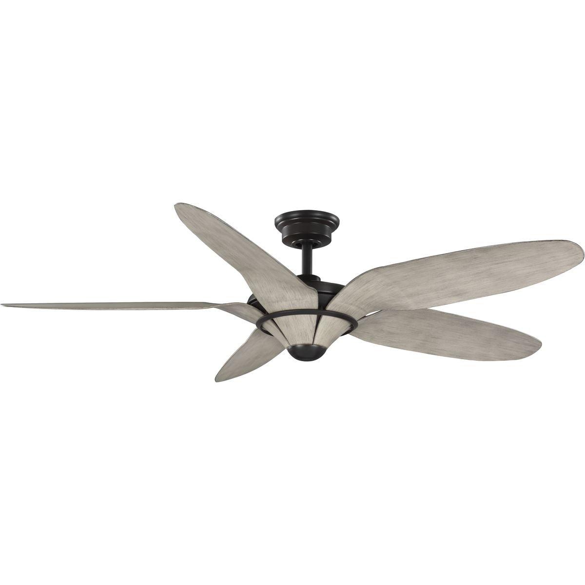 Mesilla Collection 60" Five-Blade Antique Wood/Antique Bronze Indoor/Outdoor DC Motor Urban Industrial Ceiling Fan