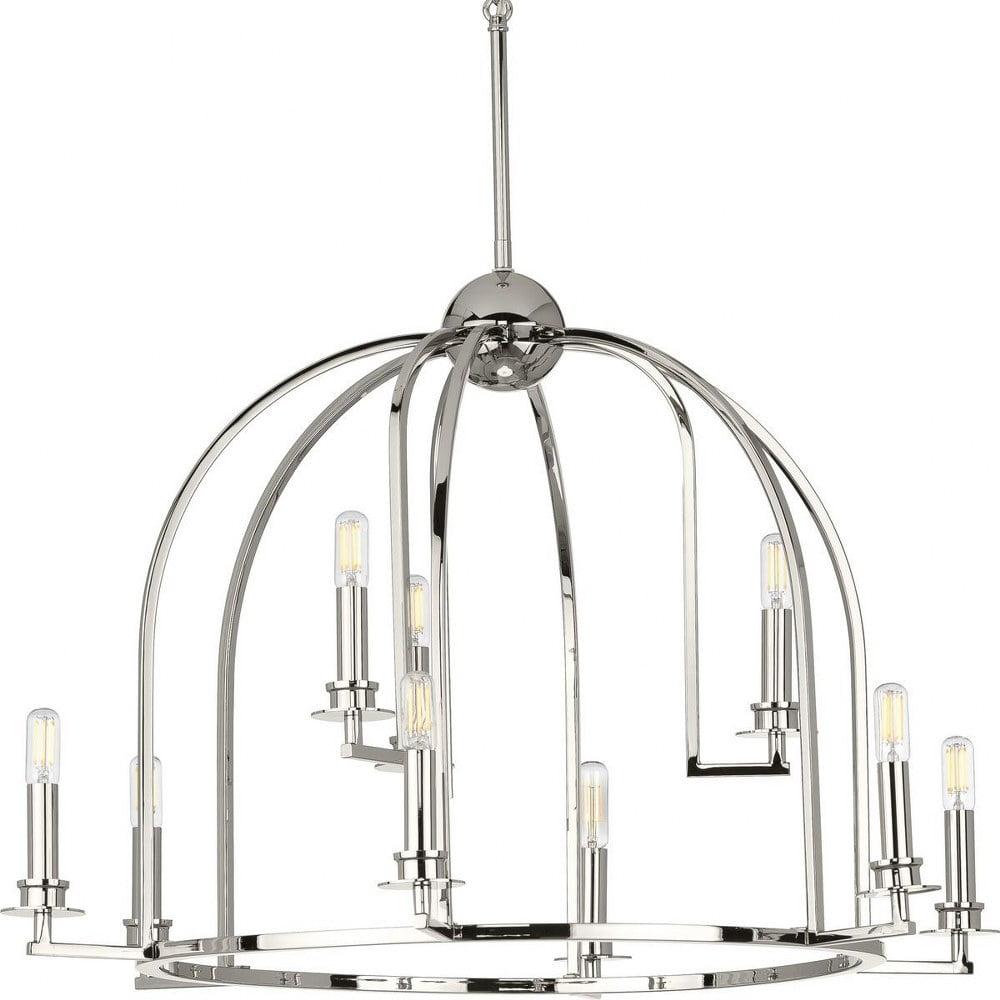 P400187-104-Progress Lighting-Seneca - Chandeliers Light - 9 Light in Farmhouse style - 30 Inches wide by 20.88 Inches high-Polished Nickel Finish