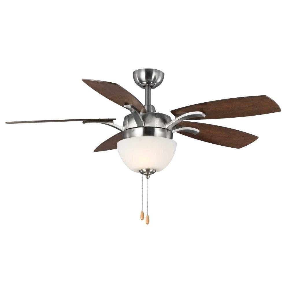 Olson 52'' Nickel Ceiling Fan with Reversible Blades and Light