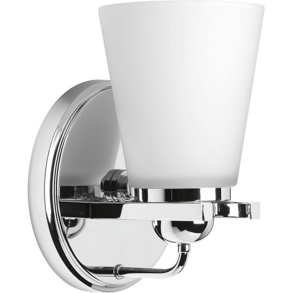 Progress Lighting Flight 1-Light Wall Sconce, Polished Chrome, Etched Glass Shade