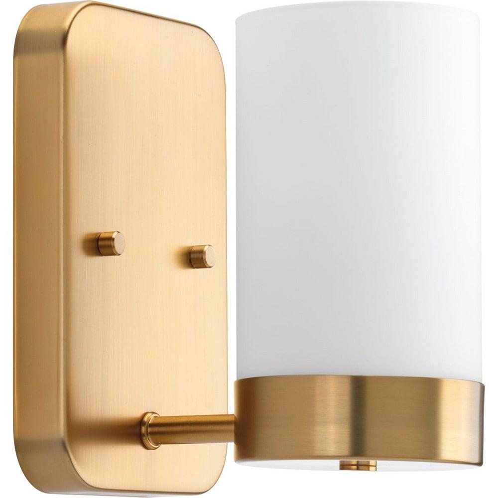 Progress Lighting Elevate 1-Light Wall Sconce, Brushed Bronze, Etched White Glass Shade